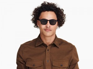 Jet Black Warby Parker Hannon Men's Sunglasses Australia | M1E-7226