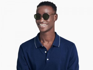 Jet Black with Polished Gold Warby Parker Bergen Men's Sunglasses Australia | N4V-2524