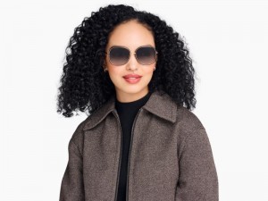 Jet Black with Polished Gold Warby Parker Leah Women's Sunglasses Australia | L5R-2467