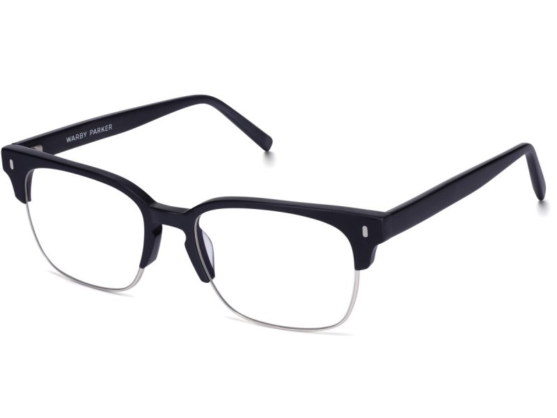 Jet Black Matte with Polished Silver Warby Parker Ames Men's Eyeglasses Australia | U8J-3019