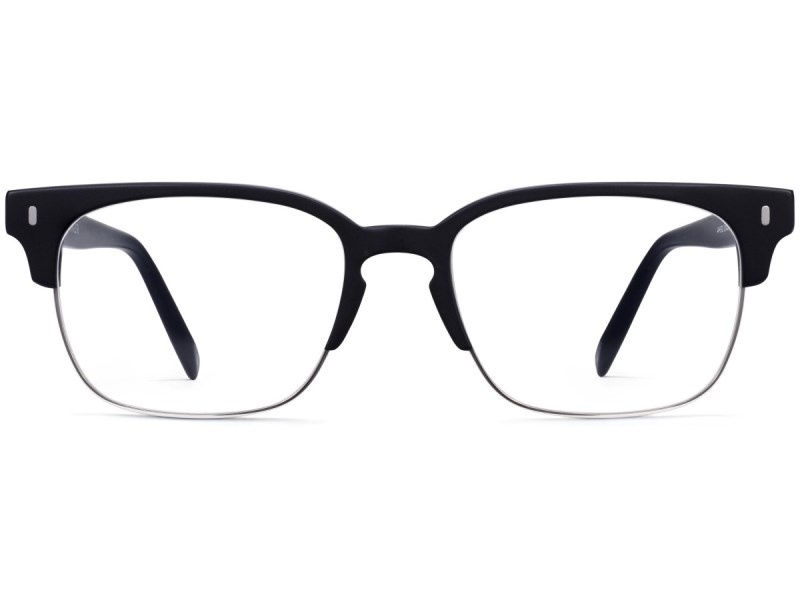 Jet Black Matte with Polished Silver Warby Parker Ames Men's Eyeglasses Australia | U8J-3019