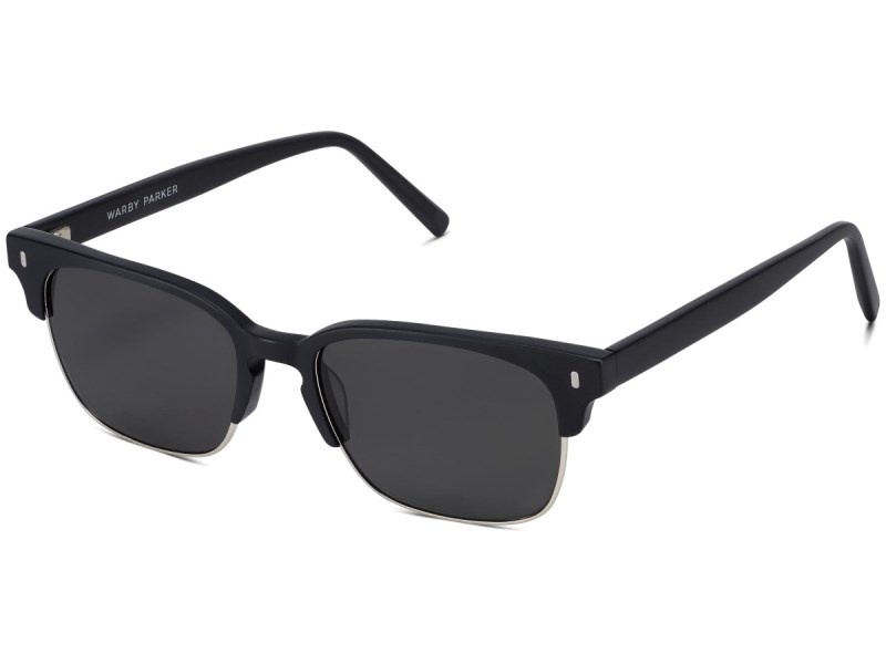 Jet Black Matte with Polished Silver Warby Parker Ames Men's Sunglasses Australia | H3P-4407