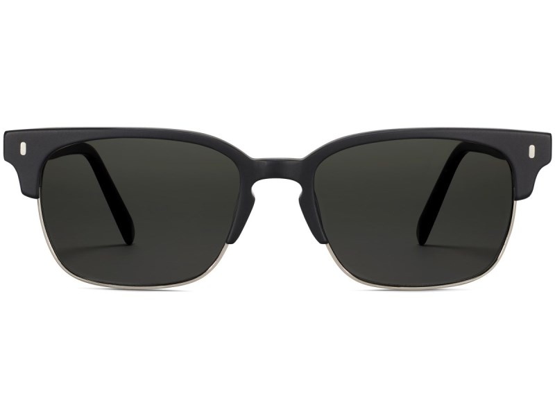 Jet Black Matte with Polished Silver Warby Parker Ames Men's Sunglasses Australia | H3P-4407