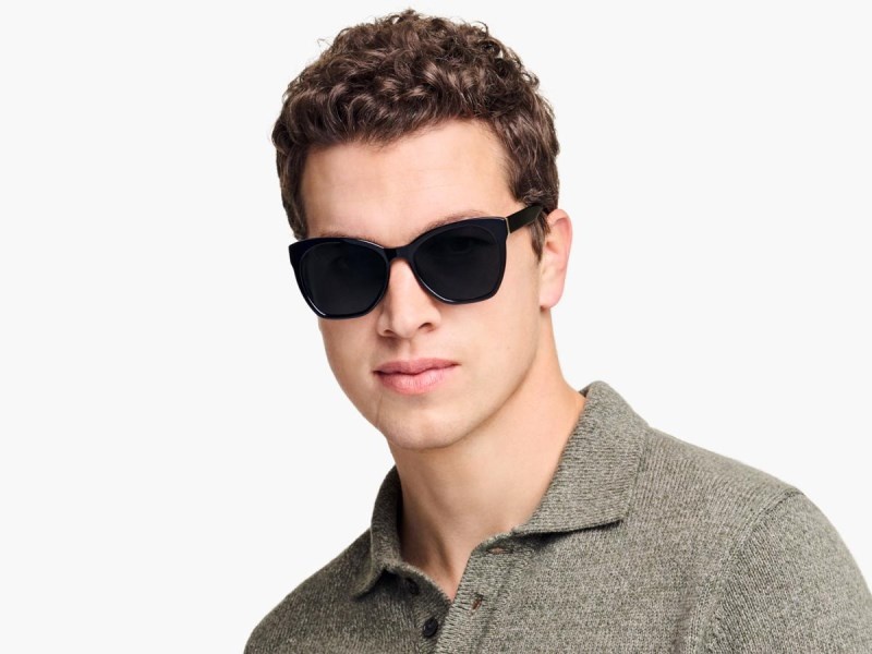 Jet Black Warby Parker Rhea Men's Sunglasses Australia | F1M-3232