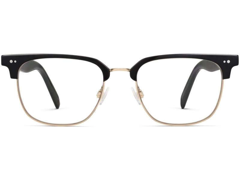 Jet Black with Polished Gold Warby Parker Baird Men's Eyeglasses Australia | Q8M-3177