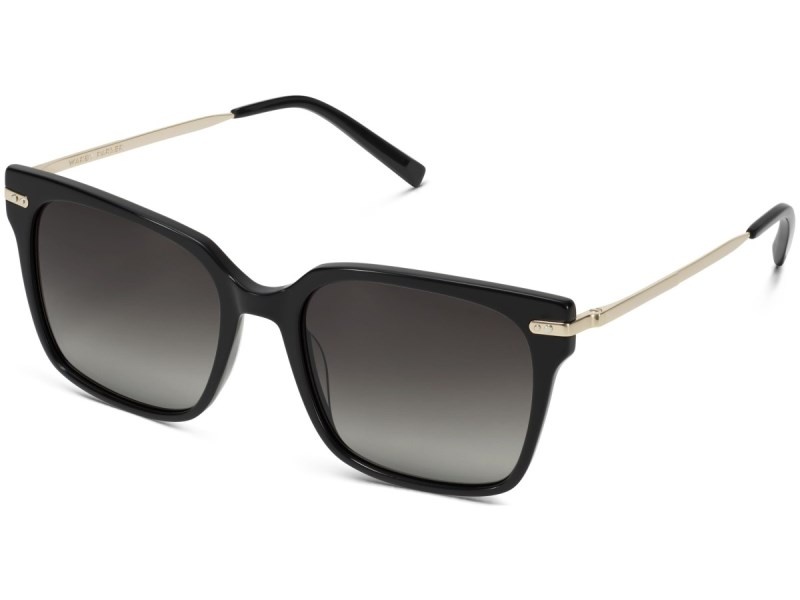 Jet Black with Polished Gold Warby Parker Vela Men's Sunglasses Australia | Q7H-1053