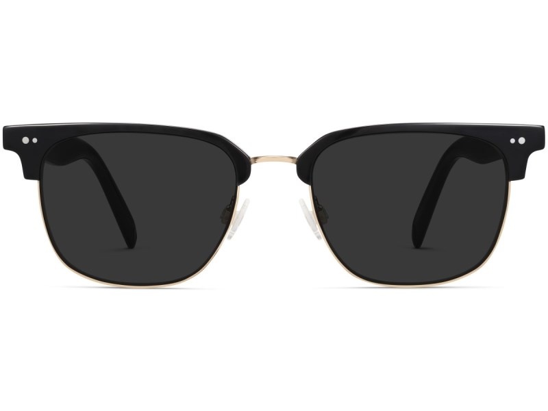 Jet Black with Polished Gold Warby Parker Baird Men's Sunglasses Australia | E6U-6353