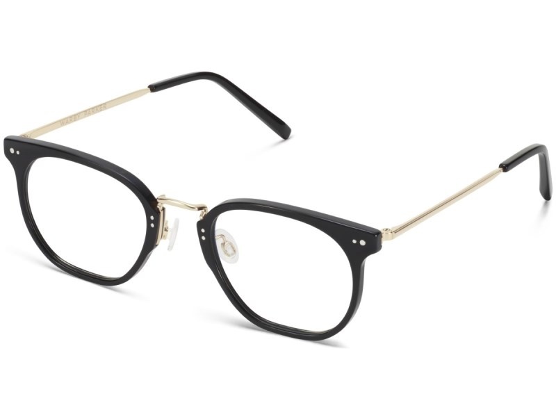 Jet Black with Polished Gold Warby Parker Halton Women's Eyeglasses Australia | E1E-1775