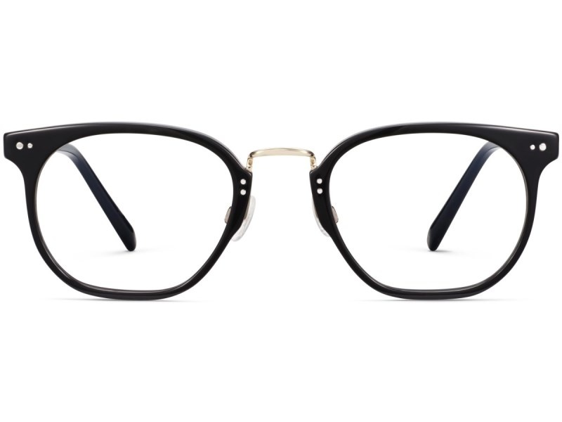 Jet Black with Polished Gold Warby Parker Halton Women's Eyeglasses Australia | E1E-1775