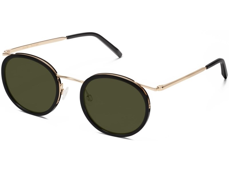 Jet Black with Polished Gold Warby Parker Bergen Women's Sunglasses Australia | H7R-4676