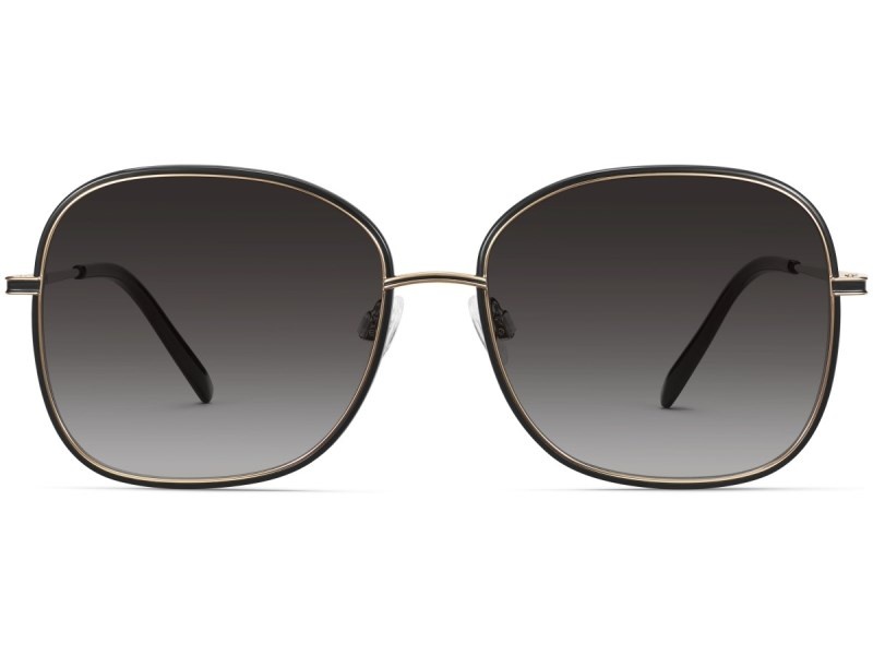 Jet Black with Polished Gold Warby Parker Leah Men's Sunglasses Australia | H1D-9603