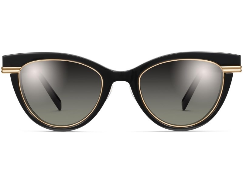 Jet Black with Polished Gold Warby Parker Aurelia Women's Sunglasses Australia | X5G-5867