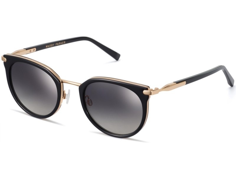 Jet Black with Polished Gold Warby Parker Whittier Men's Sunglasses Australia | Y5L-2322