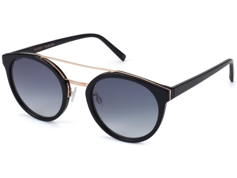 Jet Black with Rose Gold Warby Parker Laney Men's Sunglasses Australia | D4W-9497