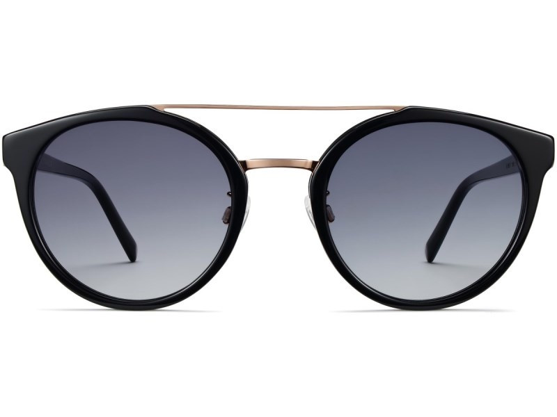 Jet Black with Rose Gold Warby Parker Laney Men's Sunglasses Australia | D4W-9497