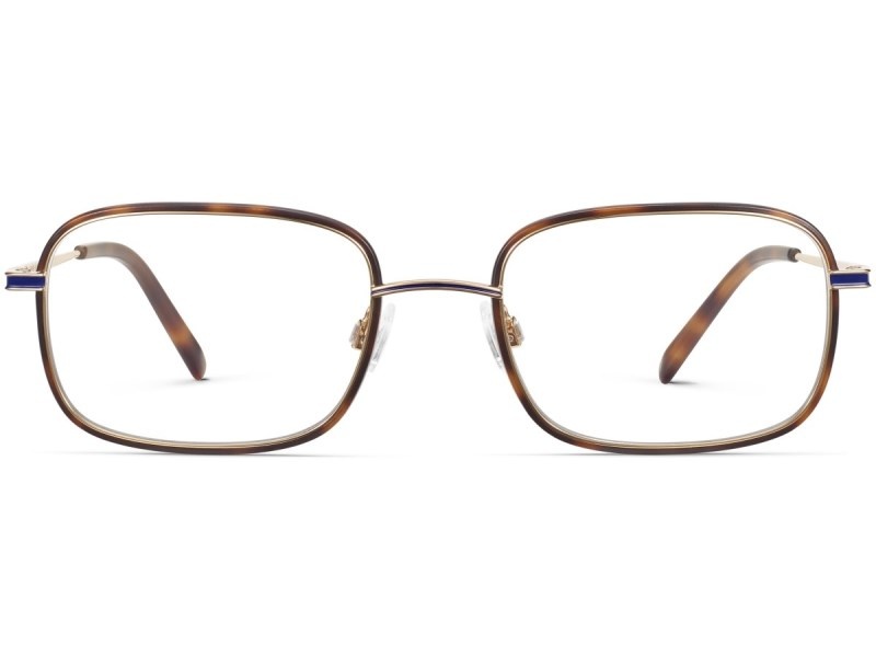 Oak Barrel Matte with Polished Gold Warby Parker Talib Men's Eyeglasses Australia | Y9O-3852