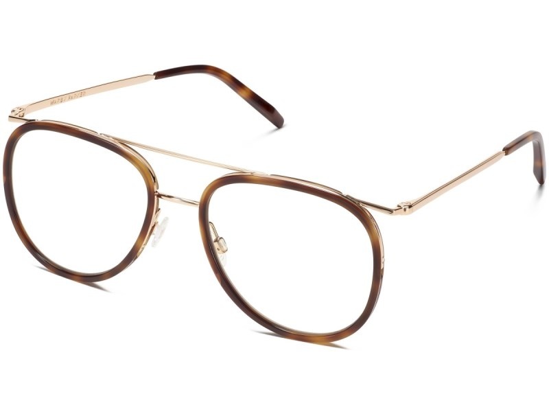 Oak Barrel with Polished Gold Warby Parker Montague Men's Eyeglasses Australia | C8Q-0638