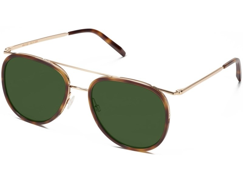 Oak Barrel with Polished Gold Warby Parker Montague Women's Sunglasses Australia | U9D-6613