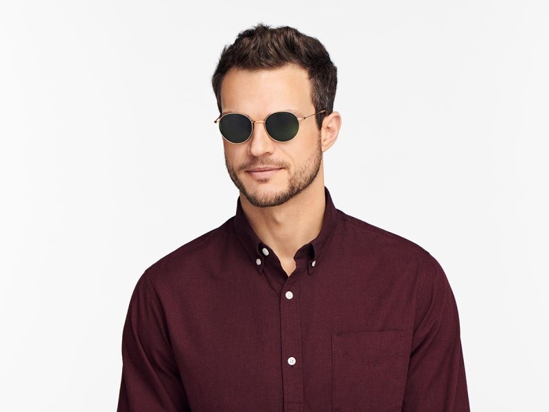 Polished Gold Warby Parker Merrick Men's Sunglasses Australia | J2Y-3002